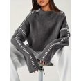 thumbnail image 3 of DO&BE Fashion Women's Casual Gray Knit Pullover Sweater, Size S, 3 of 5