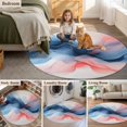 thumbnail image 5 of Round Rugs 3.3Ft, Blue Pink Abstract Art Round Area Rug Washable Indoor Throw Carpet, Modern Art Wave Soft Non Slip Circle Rug for Laundry Room Patio Home Decor Aesthetic, 5 of 8