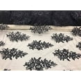 thumbnail image 3 of Valentina Textile Inc Sequin lace Fabric with embroderies on mesh VT-010 (1 Yard, Black), 3 of 3