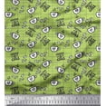 thumbnail image 1 of Soimoi Green polyester Crepe Fabric Coffee & CHill Text Printed Fabric 1 Yard 52 Inch Wide, 1 of 5