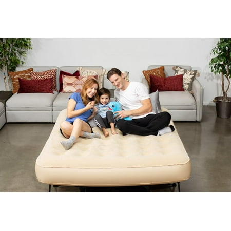 Simpli Comfy Queen EZ Air Bed Self-Inflating Air Mattress with Built-in Frame, Pump and Wheeled Case