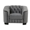 thumbnail image 5 of Soges Chesterfield Sofa Modern Single Sofa Chair with Thick Removable Seat Cushion, 41.5" Velvet Upholstered Accent Sofa for Living Room Bedroom, Gray, 5 of 9