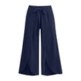 thumbnail image 7 of PNTUTB Pants for Women Solid-Color High-Waisted Slit-Leg Wide-Leg Pants Casual Bow Front Lightweight Breathable Flowing Loose Comfortable Pants, 7 of 7