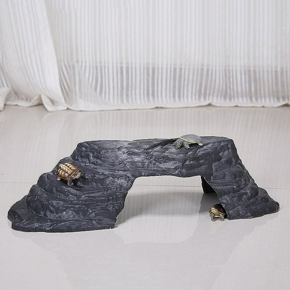 GOOHOCHY Reptile Tank Accessories Turtle Basking Platform Dark Grey Aquarium Decoration 1Pack
