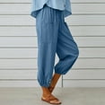 thumbnail image 5 of AXXD Pants for Women Summer Loose Linen Pocket Solid Pants Womens Black Dress Pants Blue 10, 5 of 9