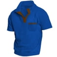 thumbnail image 5 of Fnnxeal Mens Polo Shirts Short Sleeve Waffle Solid Casual Summer Collared Polo Blue Shirts for Men Size L, 5 of 5
