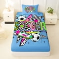 thumbnail image 3 of Erosebridal Western Soccer Sport Kids Twin Sheet Sets,Football Theme Modern Geometric Checkered Bedding 3 Pieces, 3 of 6