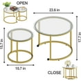 thumbnail image 3 of Coffee Table Nesting Set of Side Set Golden Frame Circular Round and Marble Pattern Wooden Tables Living Room Bedroom Apartment Modern Industrial Simple Nightstand, 3 of 9