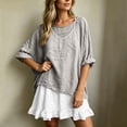 thumbnail image 7 of YuXingFu Maxi Dress Plus Size Mid-Length Scoop Neck Plus Size Womens Dress Long Sleeve Pleated Casual Summer Gray XXL, 7 of 7