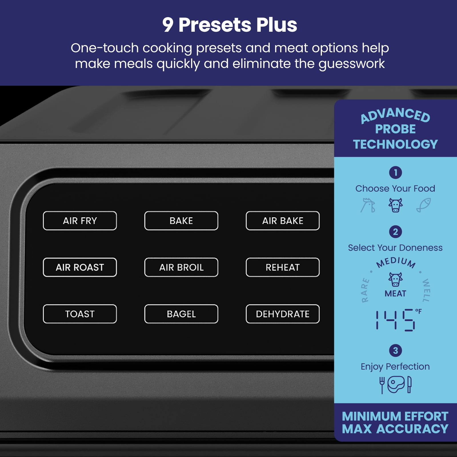 Chefman Air Fryer Toaster Oven Combo with Probe Thermometer, 12-In-1  Stainless Steel Convection Countertop, 10 Inch Pizza, 4 Slices of Toast,  Cooking