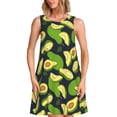 thumbnail image 1 of Easygdp Fresh Avocado para Vestido Transpirable de Mujer, Vestido Suelto de Manga Corta con Pliegues y Bolsillos para el Verano, 1 of 7
