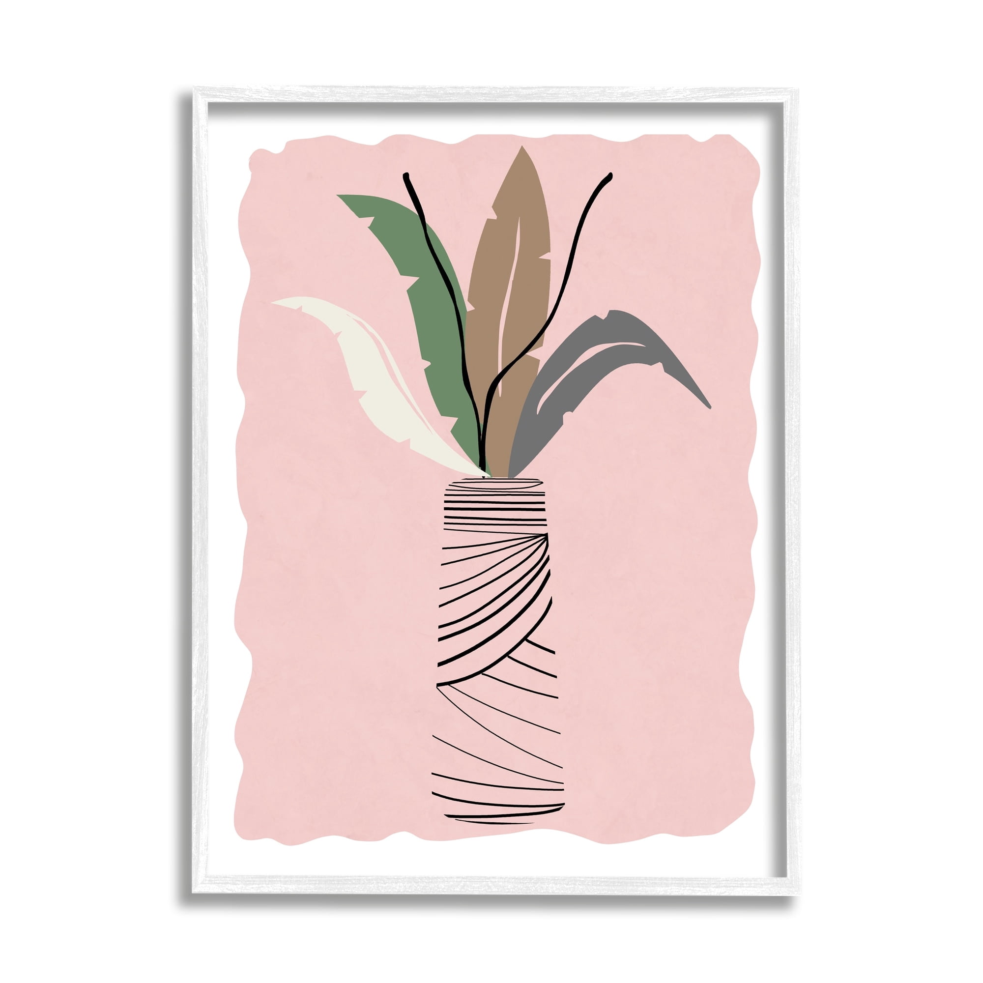 Stupell Industries Tropical Calathea Vines Modern Abstract Line Art Jar,16 x 20, Design by Daniela Santiago