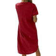 thumbnail image 4 of Women's Summer Round Neck Short Sleeve Solid Basic T-Shirt Casual Midi Dress with Pockets, 4 of 5