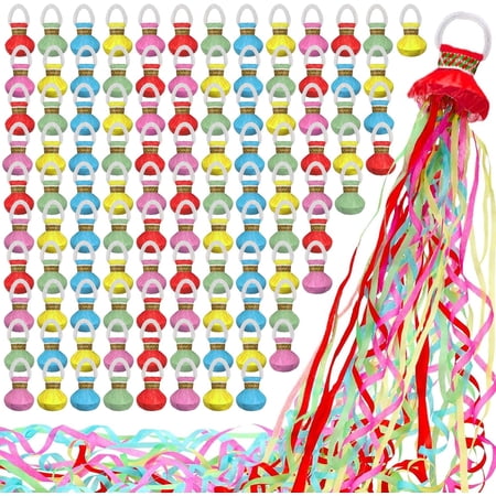 QenASHaing 100 Pcs Hand Thrown Ribbons, Confetti Bullets, Easy to Clean Handheld Streamer, Birthday Wedding Banquet Decoration Celebration Activities