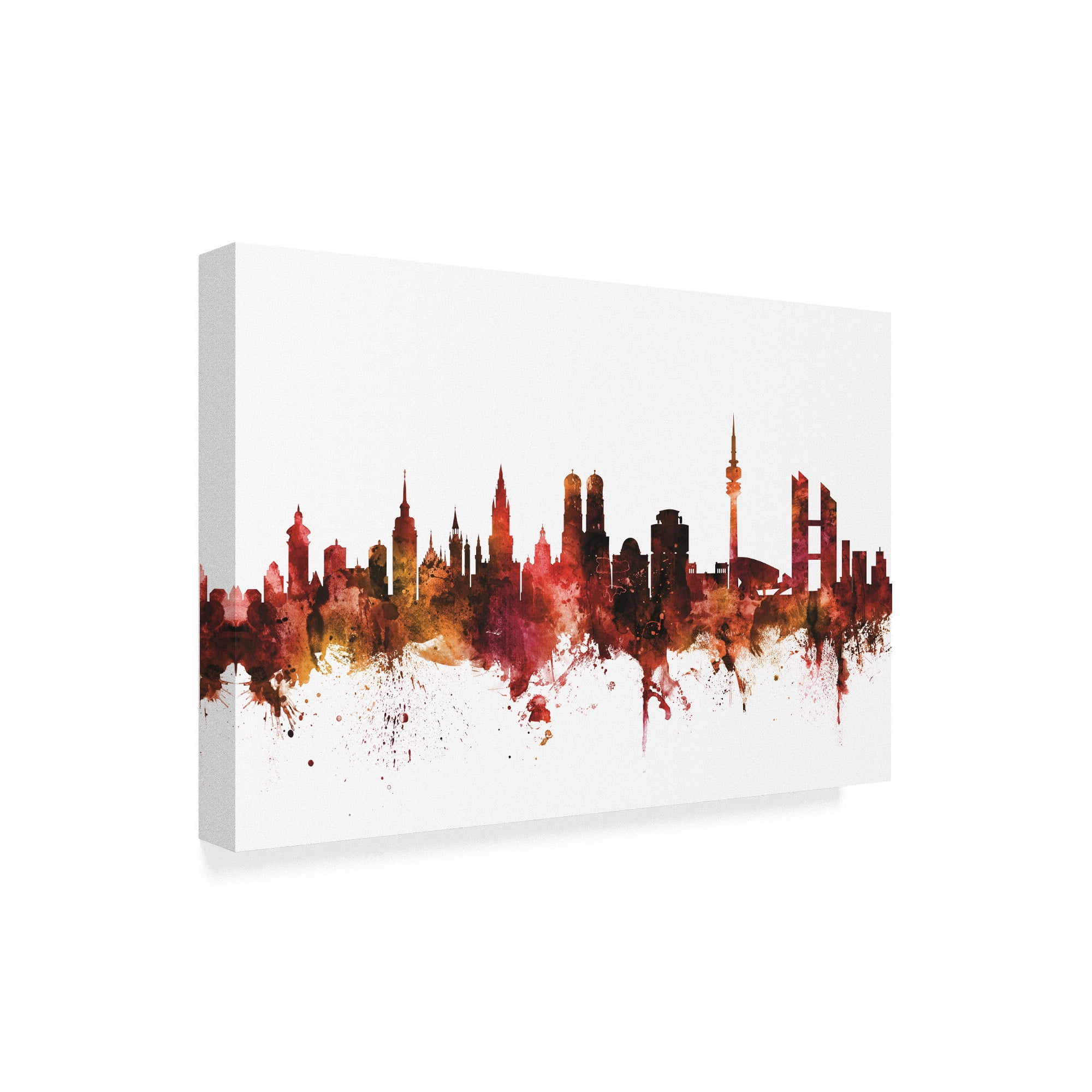 Trademark Fine Art 'Munich Germany Skyline Red' Canvas Art by Michael Tompsett