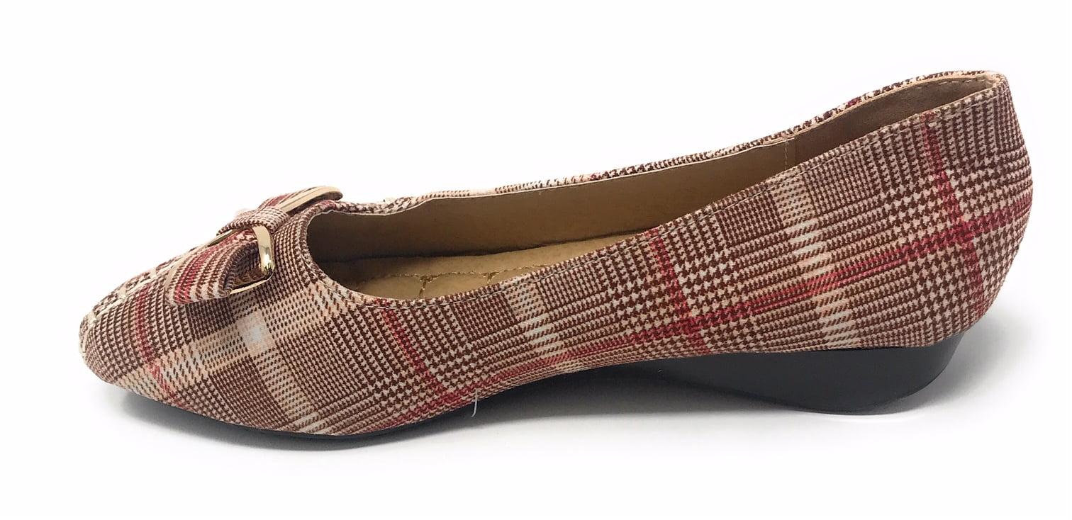 Victoria K Women's Bow Plaid Wedge Shoes