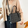 thumbnail image 3 of Sywqhk Bolso De Hombro Con Relieve A Cuadros Para Mujer Bolso De Cuero Retro De Pu (Negro) Sywqhk Para estrenar, 3 of 9