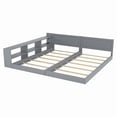 thumbnail image 4 of Mirightone Double Twin Bed Frames with Storage & LED Light, Convertible Double Twin Floor Bed for 2 with Charging Station, Solid Wood Twin Double Bed for Shared Room, Gray, 4 of 8