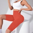 thumbnail image 6 of Women's Textured Compression Fitness Pants, High Waisted Tummy Control Workout Shorts, Seamless Hip Lifting Yoga Pants with Peach Booty Enhancement, Gym Exercise Apparel Orange XL, 6 of 10
