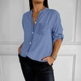 thumbnail image 2 of BYHONG Long Sleeve Shirts for Women Plus Button Down Shirts Plaid Shackets Business Casual Blouse Top Blue XXXXXL, 2 of 5