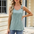 thumbnail image 6 of Jewelreauty Women Sleeveless Tank Tops Casual Solid Scoop Neck Ribbed Knit Shirts Loose Tunic Metal Ring Blouses (L, Green), 6 of 8