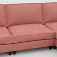 thumbnail image 5 of 107.8'' Large Size 3 Seater Sofa Couch, L-Shaped Sofas with Movable Ottoman, Arm with Pockets,Modern Fabric Couches for Living Room, Apartment, Office (Red), 5 of 11