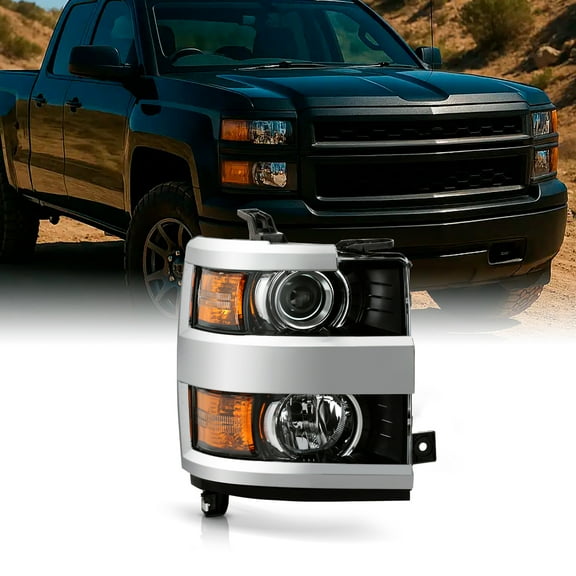 AKKON - Fits 2015-2019 Chevy Silverado 2500 3500 HD OE Projector Chrome Headlights Right Passenger Replacement