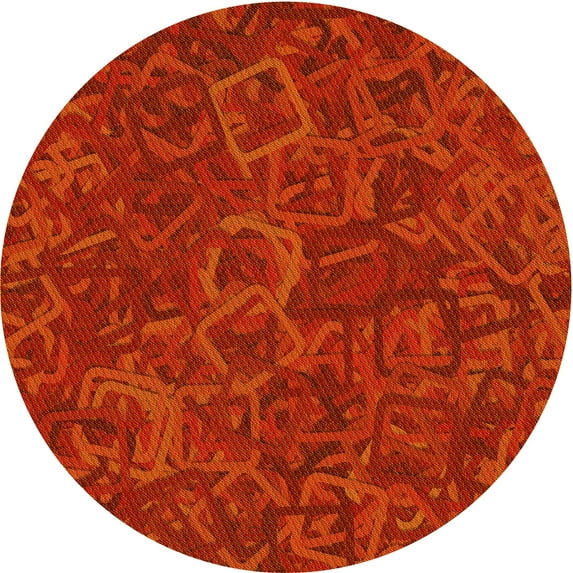 Ahgly Company Indoor Round Patterned Scarlet Red Area Rugs, 8' Round