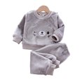 thumbnail image 2 of KYAIGUO Toddler Girls Fleece Pajama Set Baby Boys Warm Plush Matching Loungewear Set 2 Piece Tops+pants Outfits Cartoon Kitten Sleepwear for 1-6T, 2 of 7
