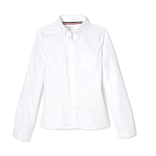 Blouse Oxford à Manches Longues pour Filles, Blanc, 12, Grandes Filles