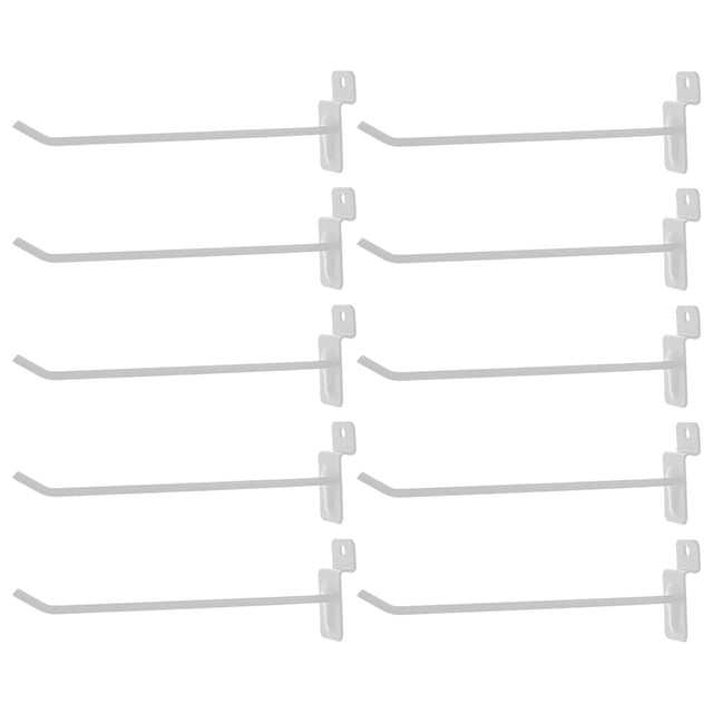 FONDOTIN 10Pcs White Rectangular Iron Pegboard Hooks for Supermarket Shelves Retail Environment