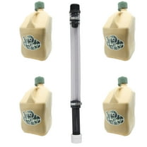 VP Racing 4042-CA, 5.5-Gallon Square Motorsport Jug Tactical Tan w/ 14" Deluxe Filter Hose Close-Trimmed Cap and Neck for Tight Seal - (4 Pack)