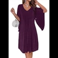 thumbnail image 3 of Vestido Brillante para Mujer, con Mangas Murciélago, para Cóctel y Club. Púrpura L, 3 of 9
