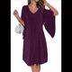 thumbnail image 3 of Vestido Brillante para Mujer, con Mangas Murciélago, para Cóctel y Club. Púrpura M, 3 of 9