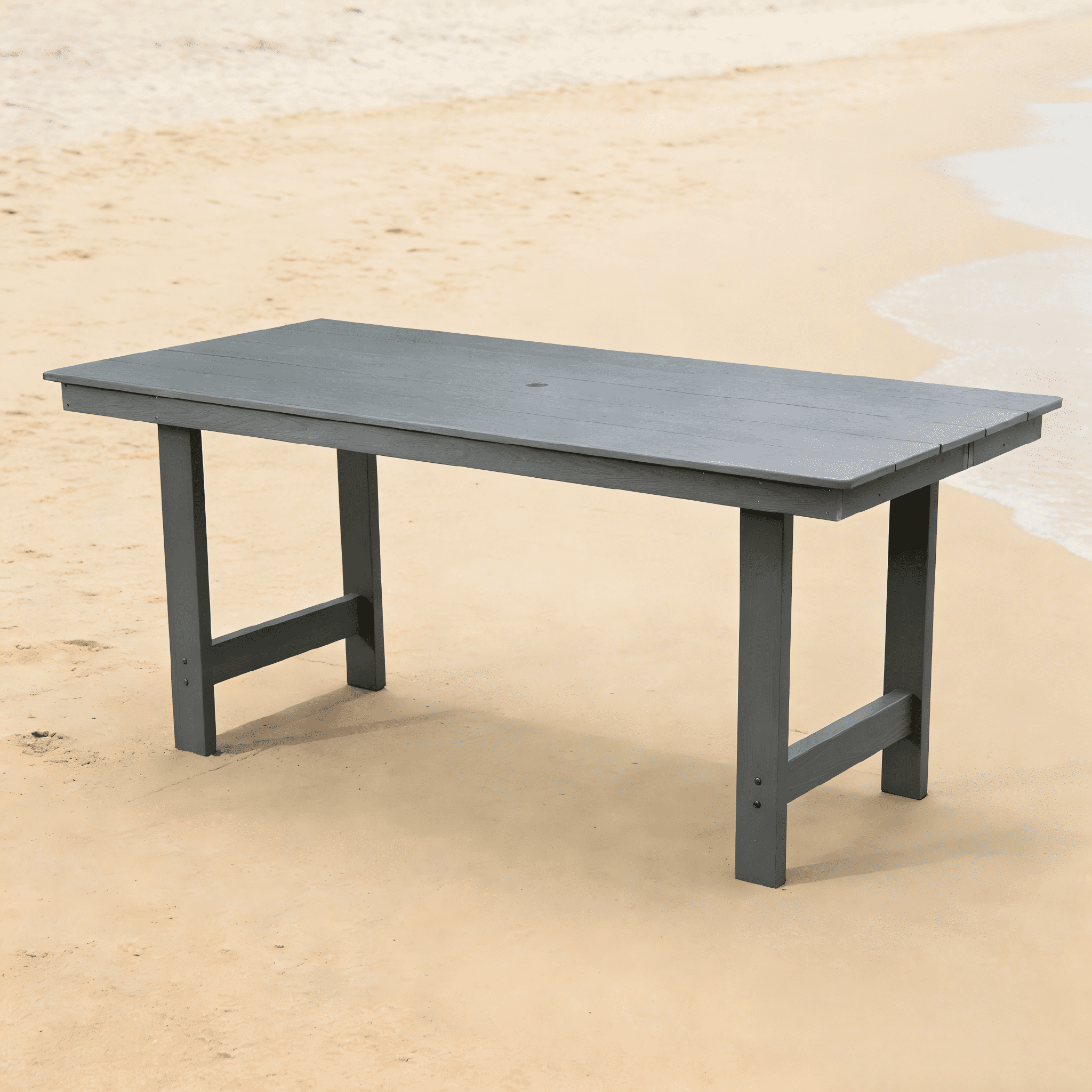 Family Dining Table, 4-6 Person Large Table for Garden Backyard Outdoor Gathering, Grey