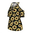 thumbnail image 4 of AMERTEER Femmes Aguichant Col en V Couleur Imprimé 3D Manches Courtes Pli Décontracté Blouse Hauts T-shirt pour Femmes, 4 of 6