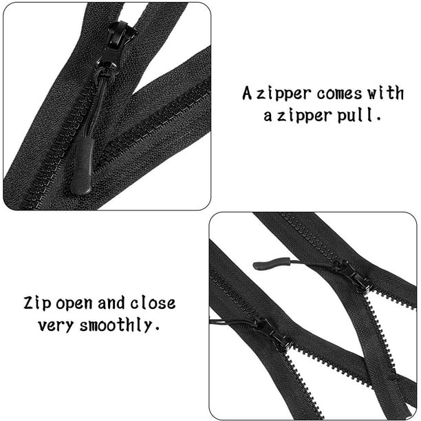 4 Pieces #5 Black Plastic Jacket Zipper Separating Bottom Zipper with Zipper  Fastener for Coat Jacket Pillow Lamp Sewing Crafts (25 Inch) 