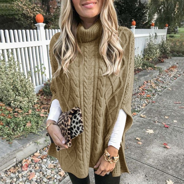 IMENGL Robe Chandail à Manches Longues Grande Taille, Marron TG, Taille m-2TG