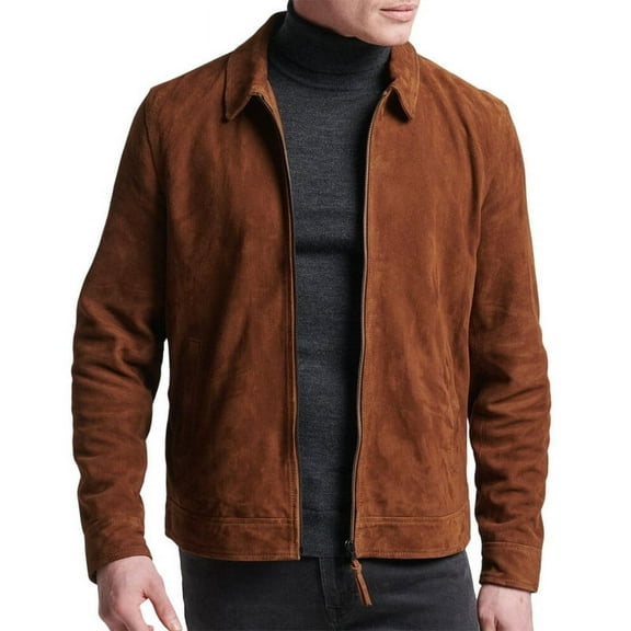 Biker Stylish Brown 100% Genuine Suede Leather Lightweight Soft Satin lining with comforatble to carry Jackets for Men - XS Size