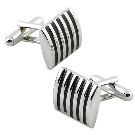 Zodaca Classic Men`s Wedding Party High Quality Cufflinks Cuff Links Black/Silver