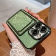 thumbnail image 5 of Compatible for iPhone 14 Pro 6.1 Inch Bling Plating Case with Card Slot, Cute Clear Glitter Phone Case for Women Girls Soft TPU Shockproof Back Cover for iPhone 14 Pro Green, 5 of 15