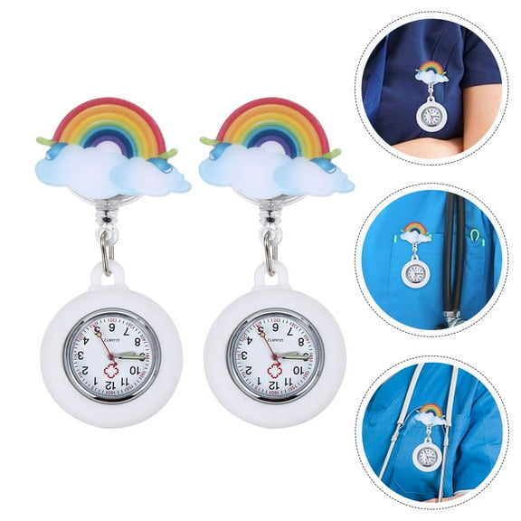 KAKOWELY 2Pcs Nursing Fob Watch with Clip-on Style for Medical Use 3.73X1.57X0.39in