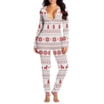 thumbnail image 2 of Monos de Navidad para mujer, mono Sexy con botón trasero y solapa en la espalda, Mono de manga larga con cuello en V, pijama de Papá Noel para mujer 2022, 2 of 4