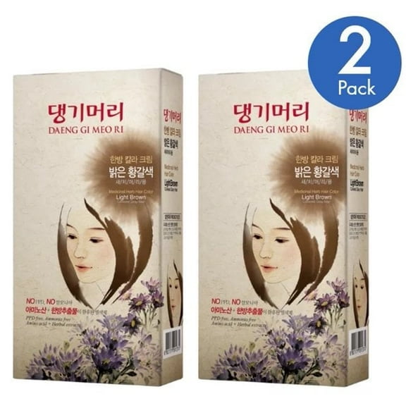 Daeng Gi Meo Ri Medicinal Herb Hair Color Dye (Light Brown) - 2 Pack