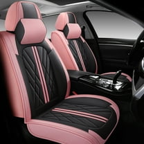OTOEZ Universal Car Seat Cover Pink Nappa Leather Luxurious 5 Seats, Front Rear Seat Protector Full Set, Waterproof Cushion Fit Most Honda Toyota Chevy Ford Nissan Vehicle Truck SUV
