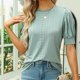 thumbnail image 3 of Tops de manga corta abombada Apalfuy mujer moda Primavera Verano cuello redondo XXL, 3 of 5