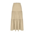 thumbnail image 3 of Roncen Women's Boho Maxi Skirt Summer Flowy Long Tiered A-Line Elastic High Waist Pleated Beach Skirt, 3 of 7