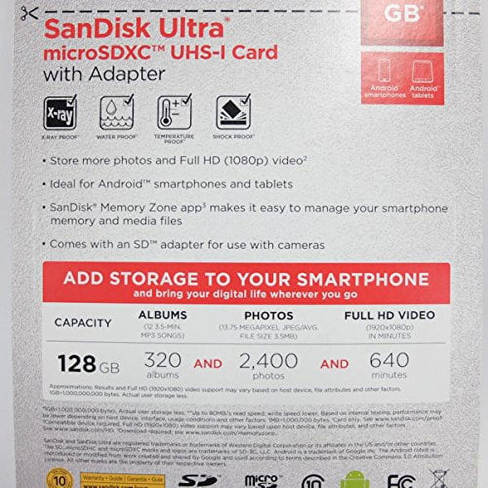 SanDisk Ultra 128GB microSDXC UHS-I Card with Adapter