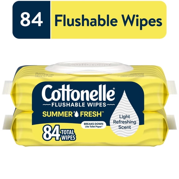Cottonelle Summer Fresh Scented Flushable Wipes, 2 Flip-Top Packs