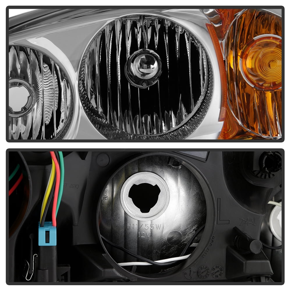 AKKON - Fits 2004-2007 Chevy Malibu 2008 Malibu Classic LS/LT Model [Halogen Type] Chrome Headlight Pair Left+Right Headlamps